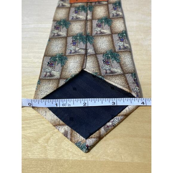 Vintage Hula Girls Tropicals by Tango Silk Necktie Hawaiian Palm Trees Beachy - Picture 6 of 6